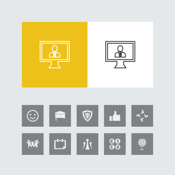 创意监视器线图标与奖金图标。图片下载