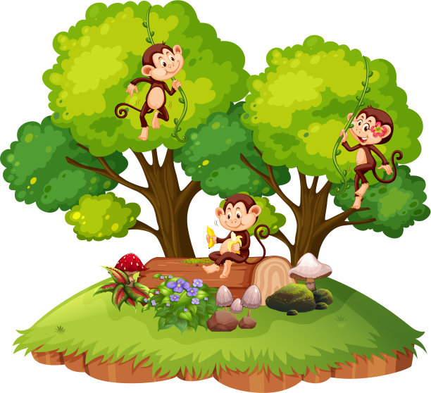 猴子与与世隔绝的大自然图片下载