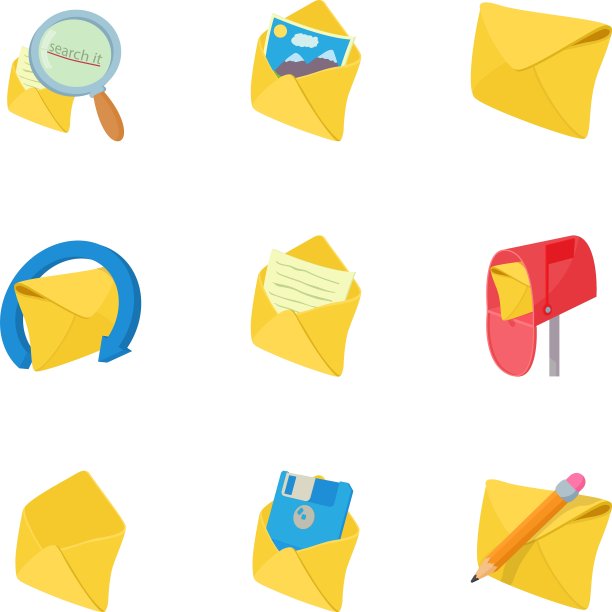 字母图标设置卡通风格图片下载