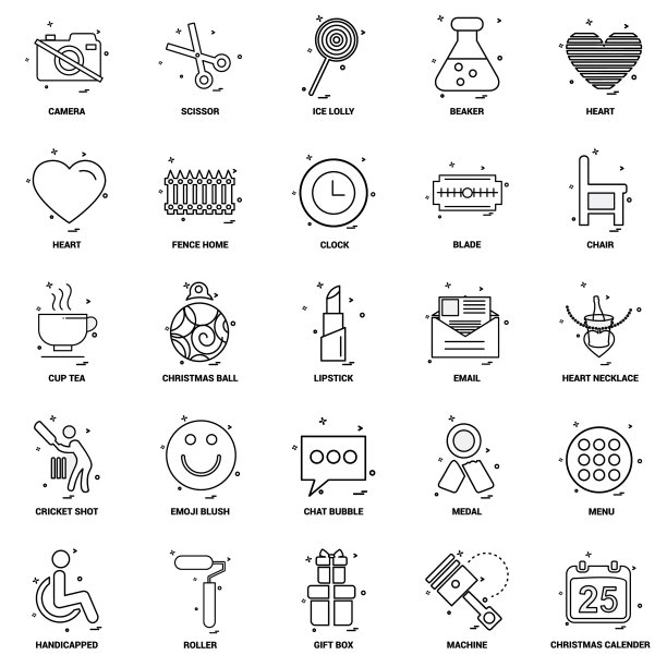 25个商业概念组合线图标集图片下载