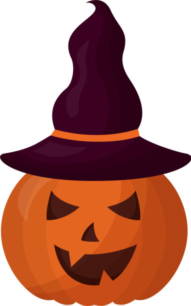 万圣节南瓜与帽子女巫孤立的图标图片下载