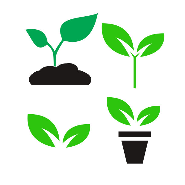绿色植物和树叶彩色图标集图片下载