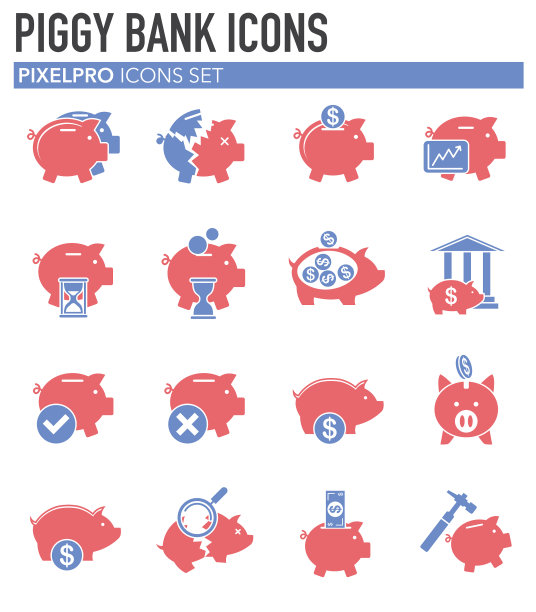 小猪银行图标的背景图形和web图片下载