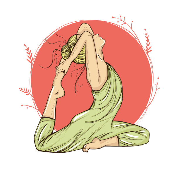 美丽的女人在瑜伽姿势在一个圆形的背景图片下载