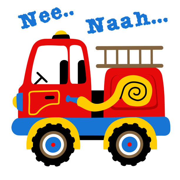 一幅红色消防车的漫画图片下载