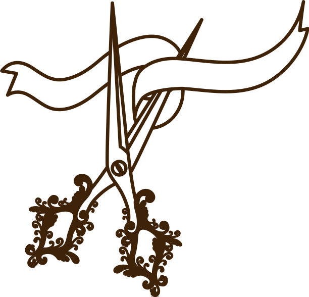 白色背景上的丝带剪刀图片下载