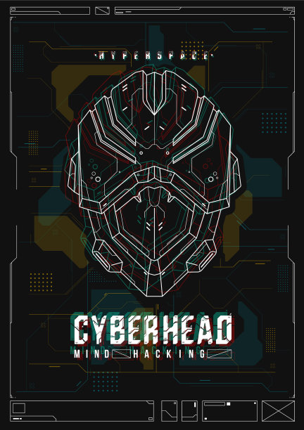 未来海报与机器人头模板图片下载