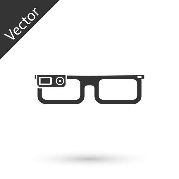 灰色智能眼镜上安装眼镜图标图片下载