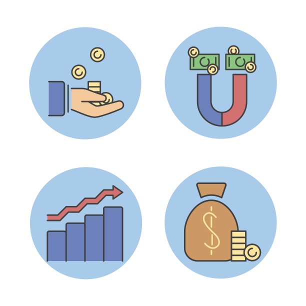 商业成功的金钱磁铁图标图片下载