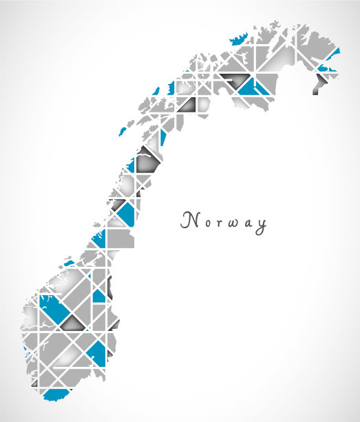 挪威地图水晶钻石风格艺术品图片下载
