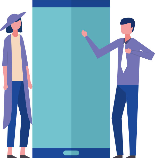 商业夫妇与智能手机虚拟人物图片下载