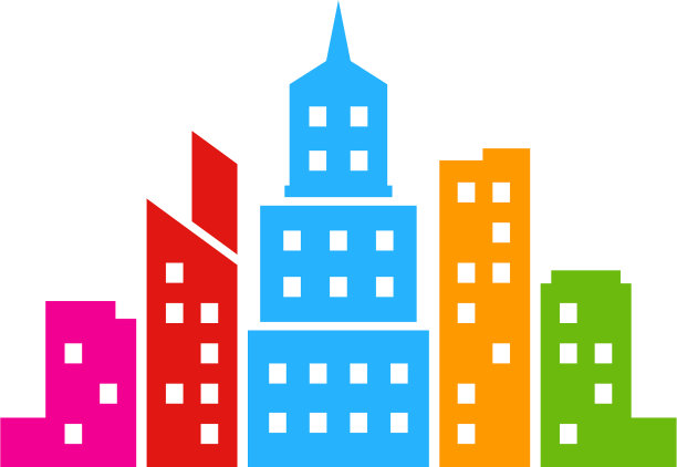 彩色城镇标志图标设计图片下载