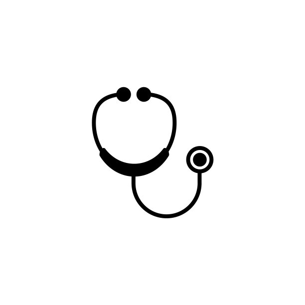 白色背景上的黑色Web听诊器图标图片下载
