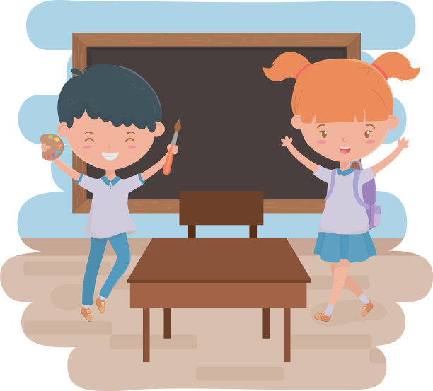 男孩女孩小孩和黑板学校的设计图片下载