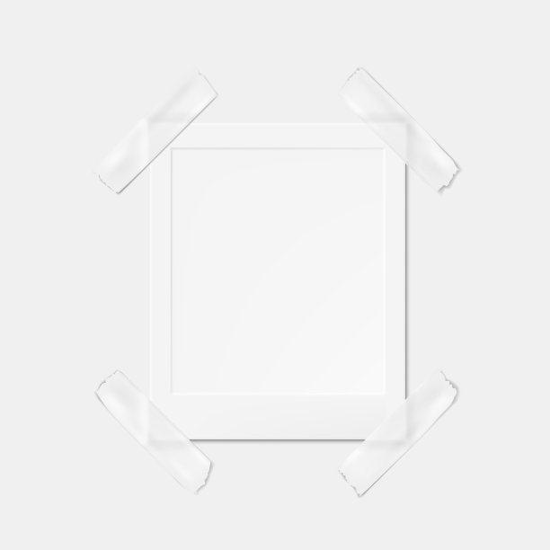 用灰色胶带固定的空白相框图片下载