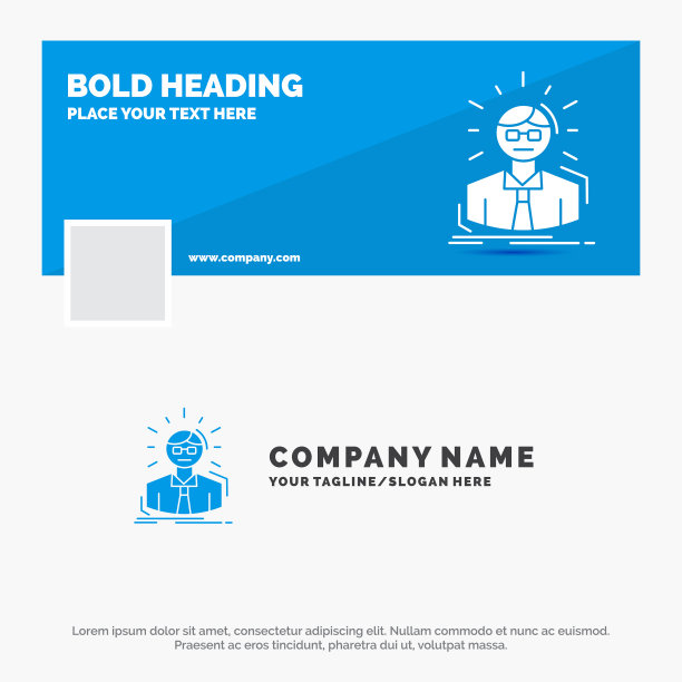 蓝色的企业标识模板为经理员工图片下载