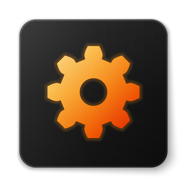 橙色发光的齿轮图标孤立在白色图片下载