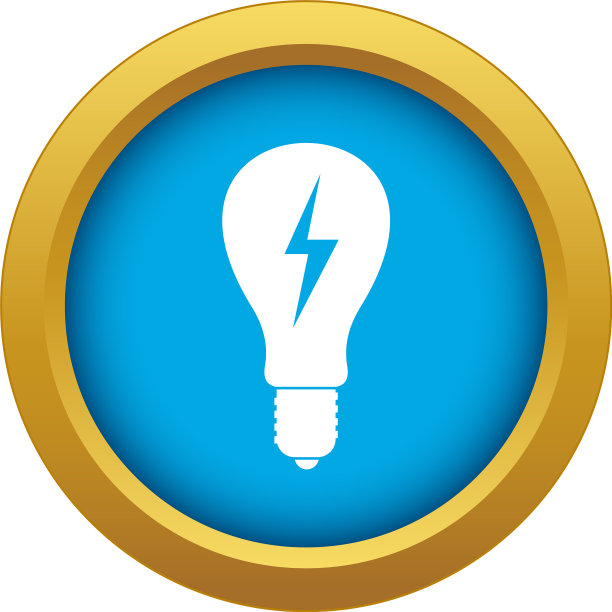 蓝色图标内带有闪电的灯泡图片下载