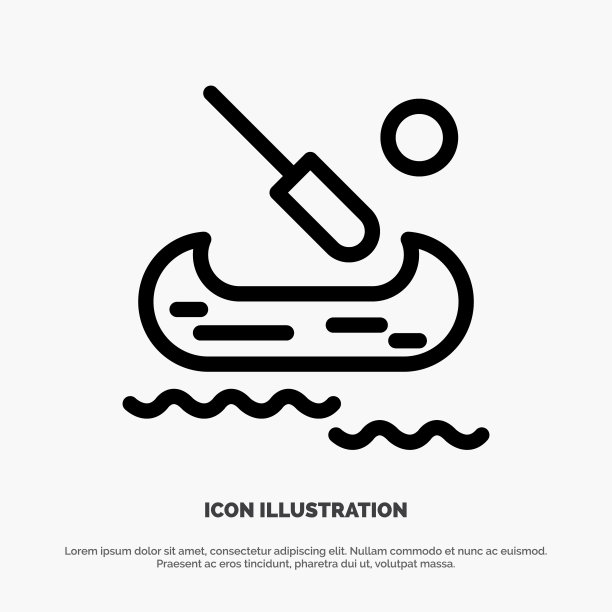 划艇加拿大线图标图片下载