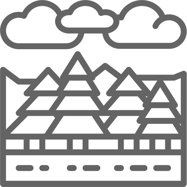 森林和树木景观线图标图片下载