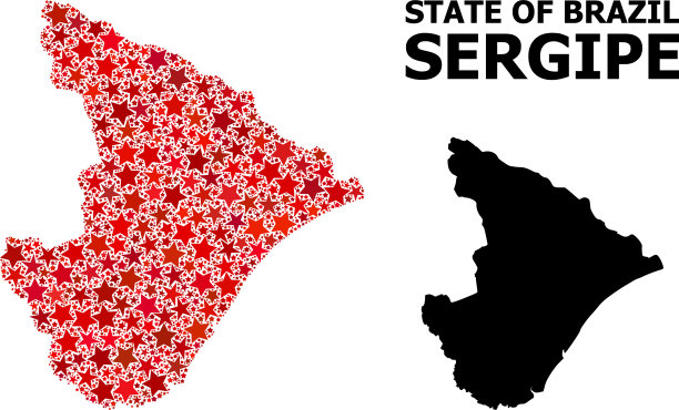 红色星号模式地图sergipe州图片下载