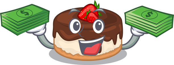 上面的桌子上有钱币浆果卡通蛋糕图片下载