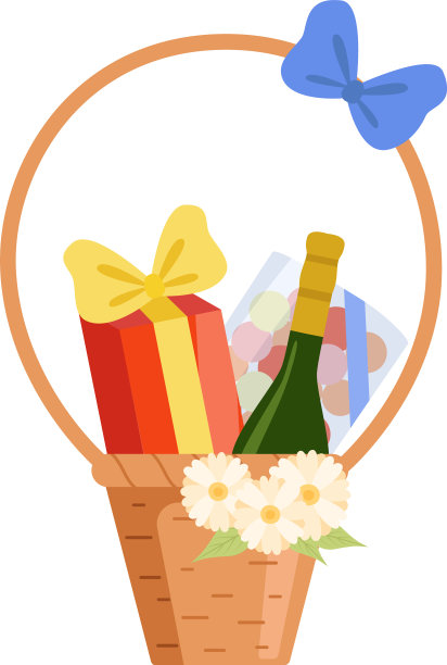 柳条节日礼物篮满礼物和图片下载