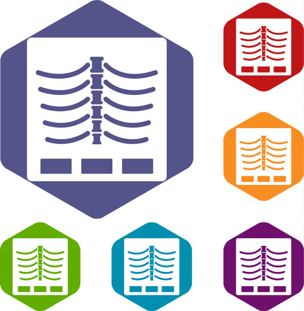 X射线照片图标设置六边形图片下载