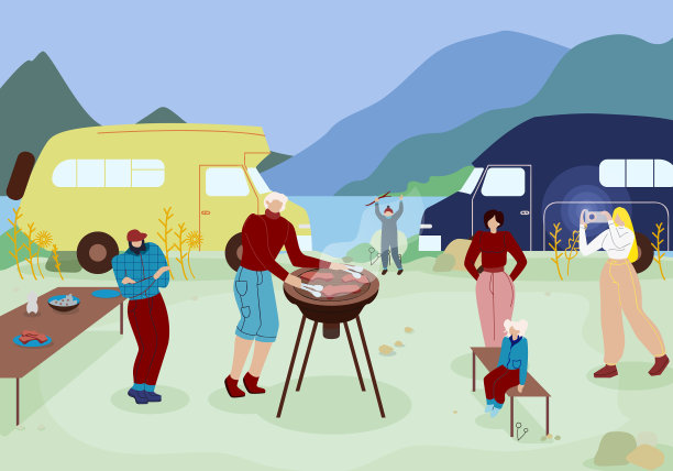 幸福的家庭有空闲时间烧烤图片下载