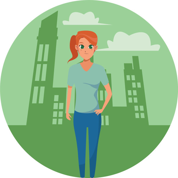 年轻女子与运动服装卡通图片下载