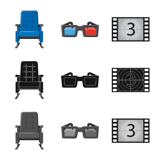 设计电视和电影标志集图片下载