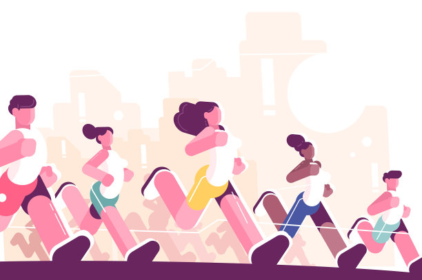 男人和女人在公园里训练马拉松图片下载