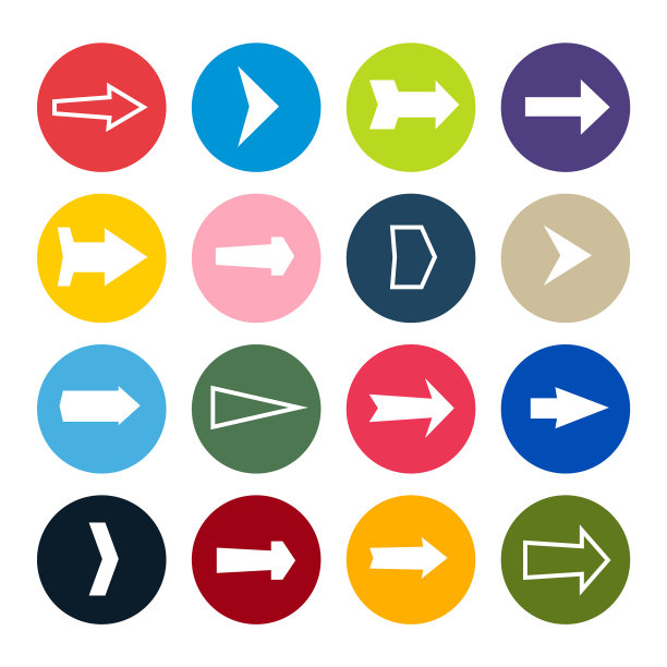 一组由16支箭组成的彩色圆圈图片下载