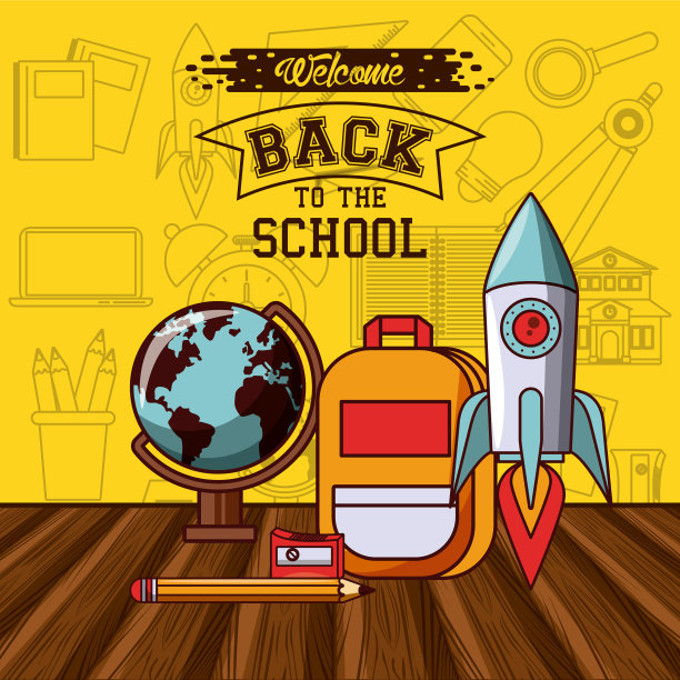 回到学校季节卡片和海报图片下载