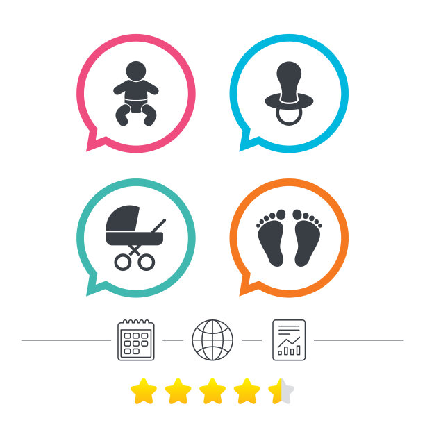 婴儿婴儿图标，童车和虚拟符号图片下载