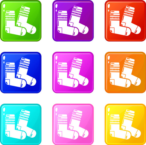 袜子图标集9种颜色收集图片下载