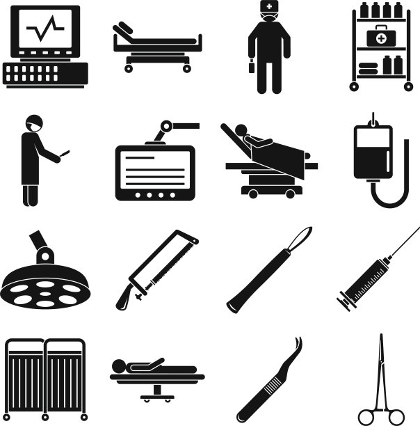 外科医生操作工具图标设置简单风格图片下载