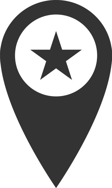 带有星星图标的地图指针，独立星星收藏图片下载