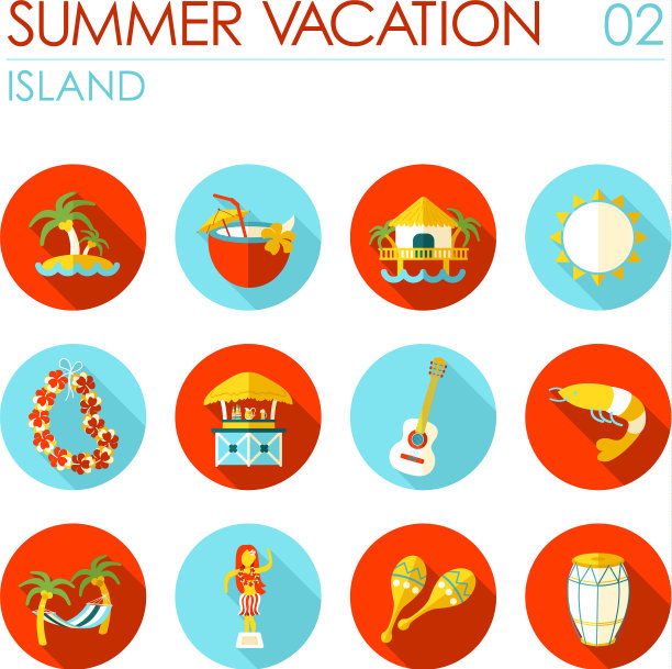 岛海滩平坦图标设置暑假图片下载