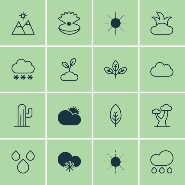 一套16个世界图标包括云栎阳光图片下载