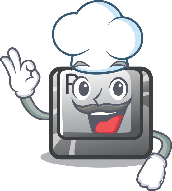 厨师按钮与卡通隔离图片下载