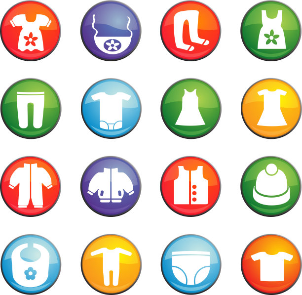 婴儿服装图标套装图片下载