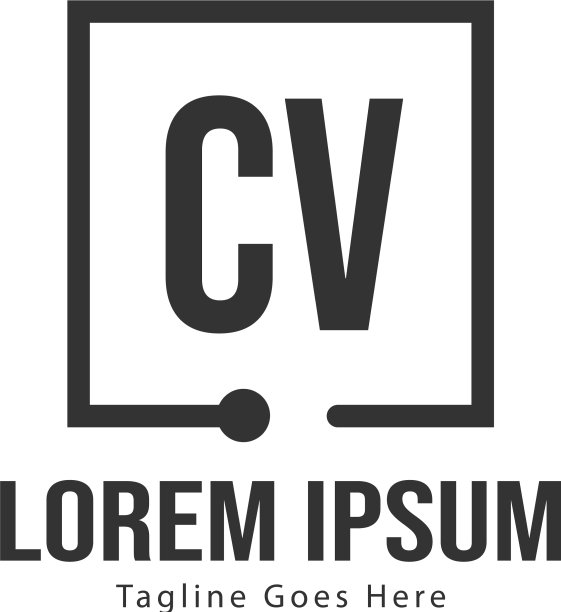 现代边框CV字母Logo模板图片下载