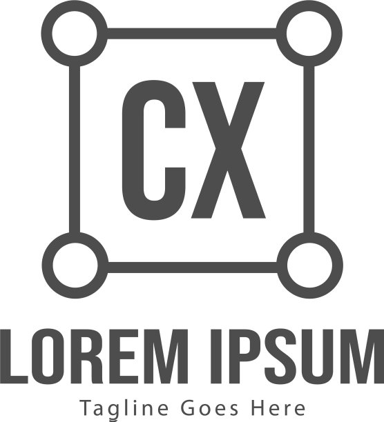 带有现代框架的CX首字母标志模板图片下载
