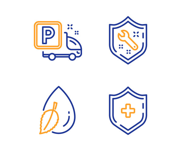 扳手水滴和卡车停车图标集图片下载