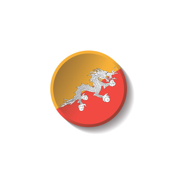 不丹国旗纸圈阴影按钮图片下载