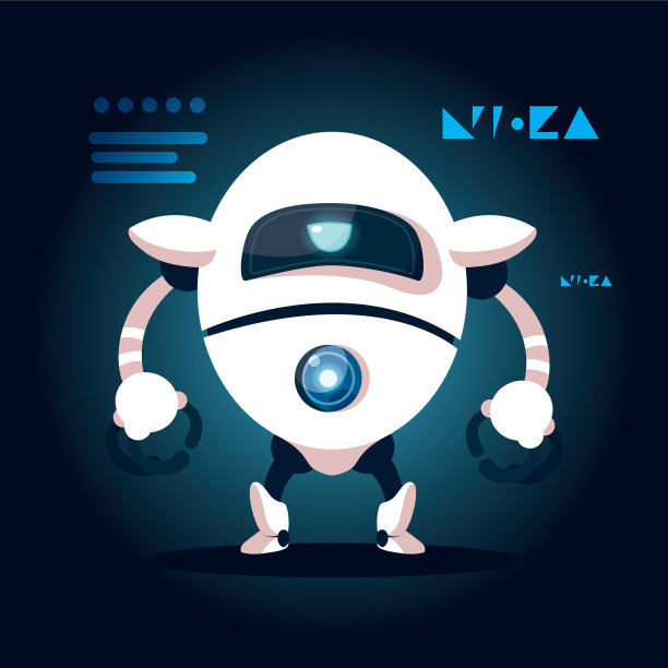 科技机器人卡通在蓝色背景图片下载