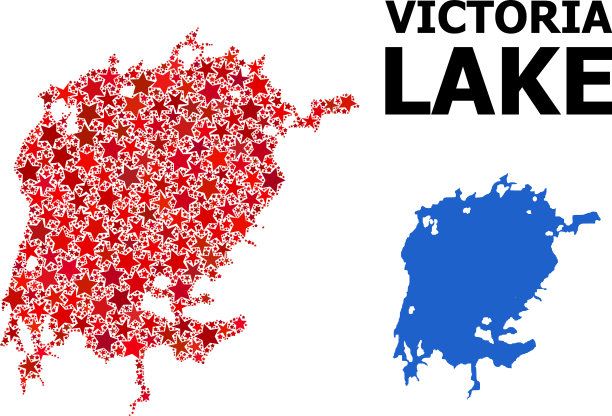 红色星号图案地图维多利亚湖图片下载