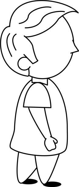 可爱的男孩卡通孤立在黑白图片下载