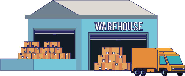 仓库仓库建筑与商品蓝色图片下载